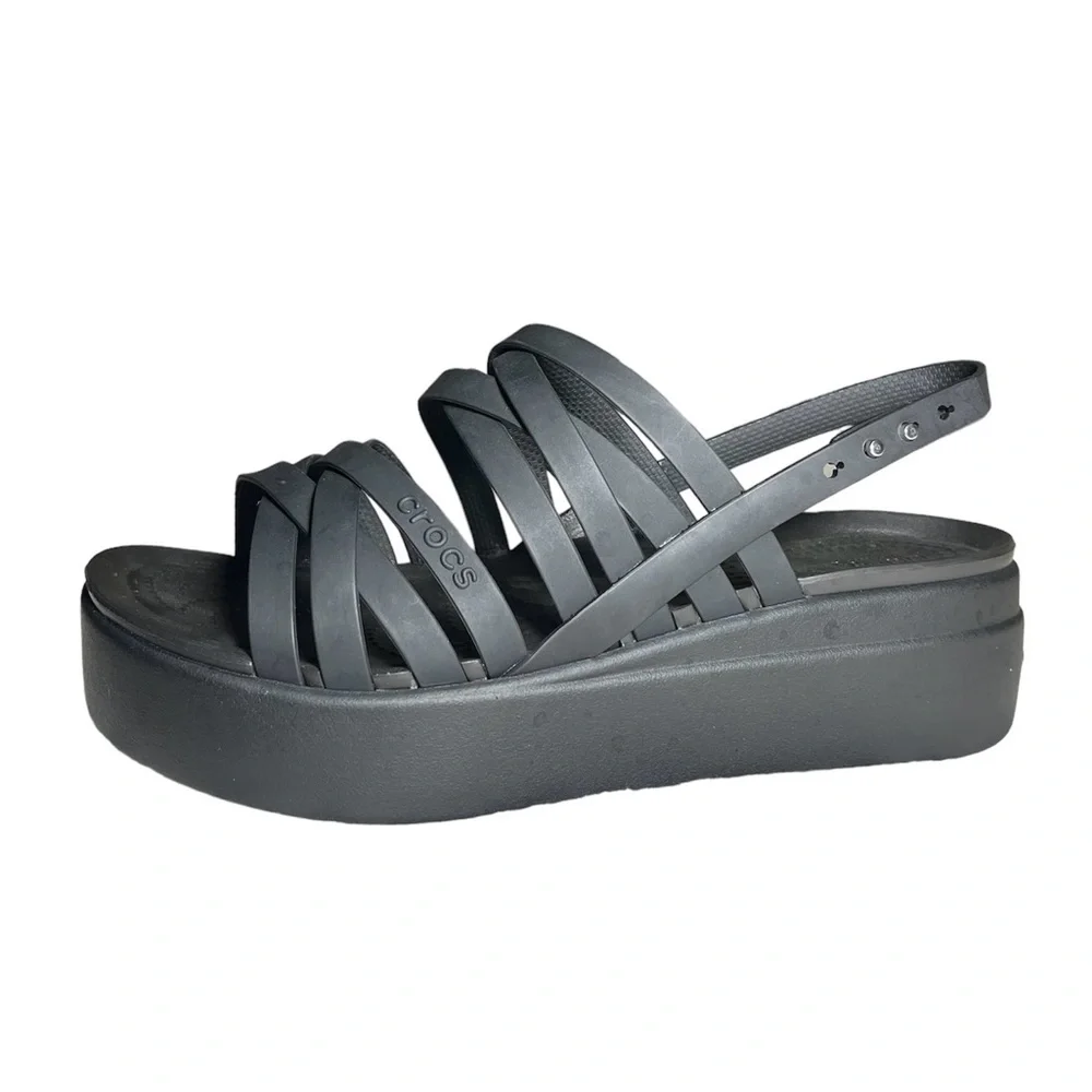 Crocs Lite Ride black Womens Wedge Sandals Sz 8